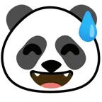 cara sonriendo con sudor frío + panda
