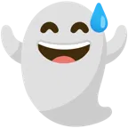 cara sonriendo con sudor frío + fantasma