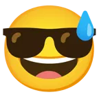 cara sonriendo con sudor frío + cara sonriendo con gafas de sol
