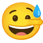 cara sonriendo con sudor frío + cara de mentiroso