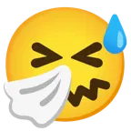 cara sonriendo con sudor frío + cara estornudando