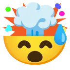 cara sonriendo con sudor frío + cabeza explotando