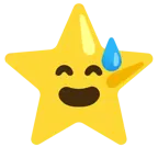 cara sonriendo con sudor frío + estrella