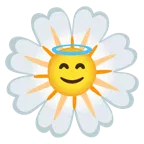 cara sonriendo con aureola + flor