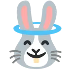 cara sonriendo con aureola + cara de conejo