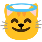 cara sonriendo con aureola + cara de gato