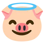 cara sonriendo con aureola + cara de cerdo