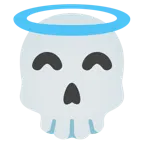 cara sonriendo con aureola + calavera