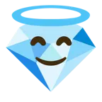 cara sonriendo con aureola + piedra preciosa