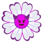 cara sonriendo con cuernos + flor