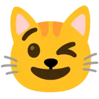 وجه يغمز + وجه قطة