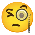 وجه يغمز + وجه مع نظارة لعين واحدة