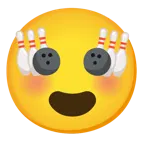 وجه مبتسم مع عينين على شكل قلب + بولينغ