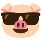 lächelndes Gesicht mit Sonnenbrille + Schweinegesicht