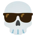 lächelndes Gesicht mit Sonnenbrille + Totenkopf