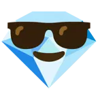 cara sonriendo con gafas de sol + piedra preciosa