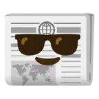 cara sonriendo con gafas de sol + periódico