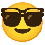 lächelndes Gesicht mit Sonnenbrille + Strebergesicht