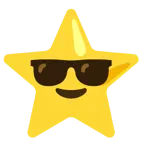 lächelndes Gesicht mit Sonnenbrille + weißer mittelgroßer Stern
