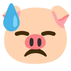 downcast face with sweat + pig face