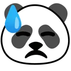 downcast face with sweat + panda