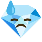 downcast face with sweat + gem stone