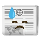 downcast face with sweat + newspaper