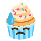 downcast face with sweat + cupcake