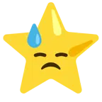 downcast face with sweat + star