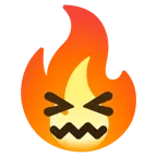 cara de frustración + fuego