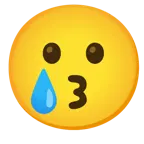 وجه يقبّل + وجه مبتسم مع دمعة