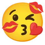 وجه يرسل قبلة + علامة قبلة
