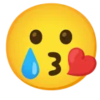 وجه يرسل قبلة + وجه مبتسم مع دمعة