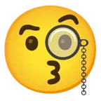 وجه يقبّل بعينين باسمتين + وجه مع نظارة لعين واحدة