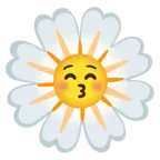 وجه يقبّل بعينين مغلقتين + زهرة