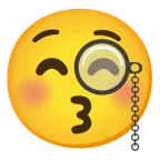 وجه يقبّل بعينين مغلقتين + وجه مع نظارة لعين واحدة