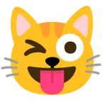 dili dışarda göz kırpma + kedi yüzü