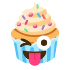 dili dışarda göz kırpma + cupcake