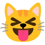 dil dışarıda ve gözler kapalı + kedi yüzü
