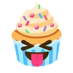 dil dışarıda ve gözler kapalı + cupcake