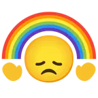 disappointed face + rainbow
