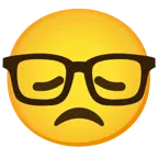 disappointed face + nerd face