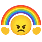 angry face + rainbow