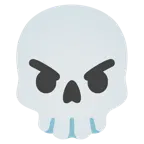 angry face + skull