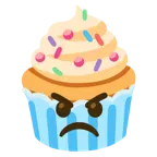 angry face + cupcake