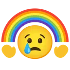 cara llorando + arcoíris