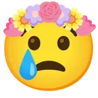 cara llorando + tulipán