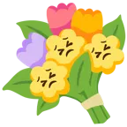 entschlossenes Gesicht + Blumenstrauß