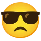 entschlossenes Gesicht + lächelndes Gesicht mit Sonnenbrille