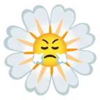 face with steam from nose + blossom